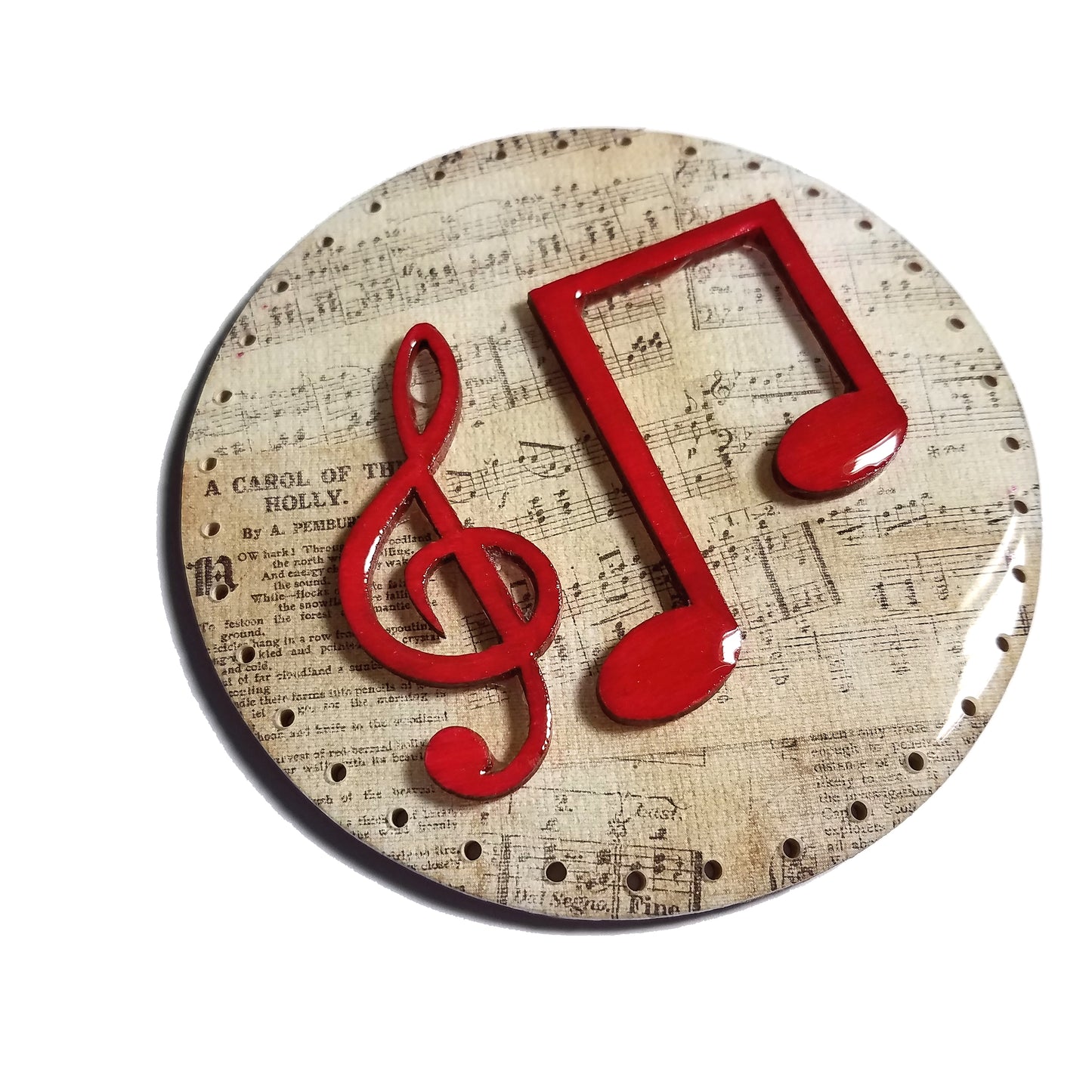 Music Theme Holiday Pine Needle Basket Center
