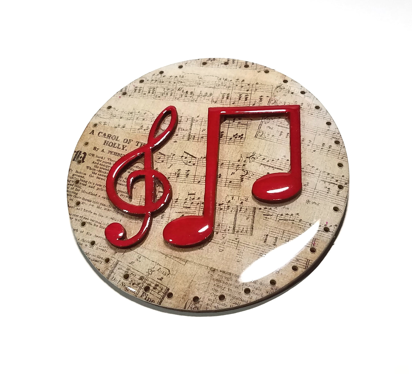 Music Theme Holiday Pine Needle Basket Center