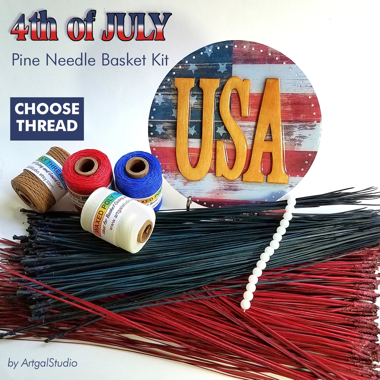 4th of JULY Pine Needle Basket Kit