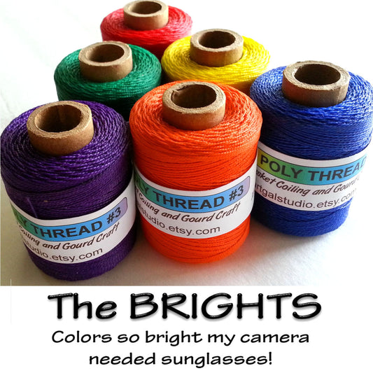 Waxed Poly Thread - The BRIGHTS - Choose Color, 2 oz Spool, Ideal for Pine Needle Basket Weaving, Gourd Art, Leather Craft, Jewelry, Beading