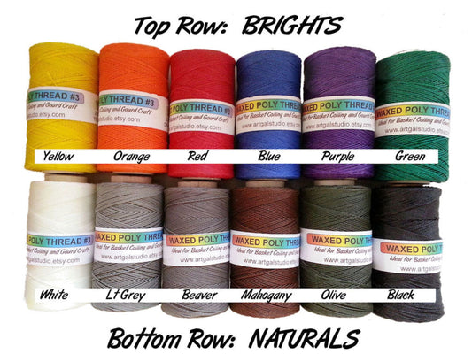 4 oz spools waxed threads in natural and bright colors