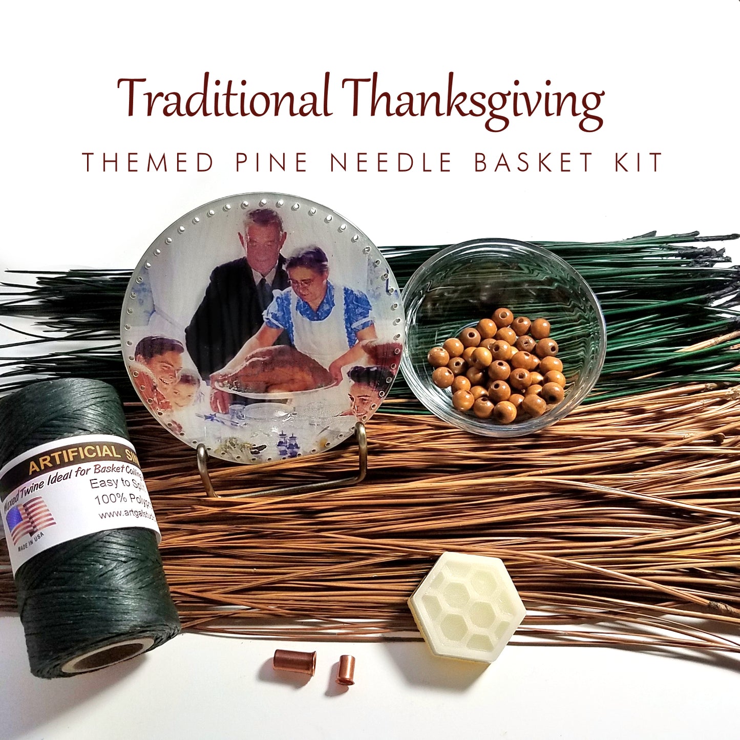 Pine Needle Basket Kit DIY Thanksgiving Traditional Themed