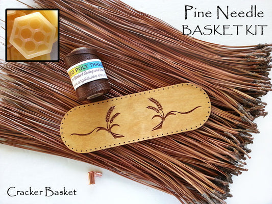 Pine Needle Cracker Basket with Engraved Center